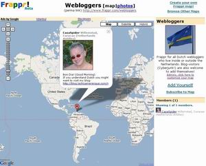 Invitation to join Frappr Webloggers! Click for Bigger.