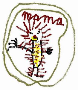 Luchiano tekent zijn moeder en mailt het resultaat