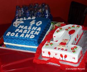 Polar taart voor Roland (40) en een 1 voor Kyra (1)